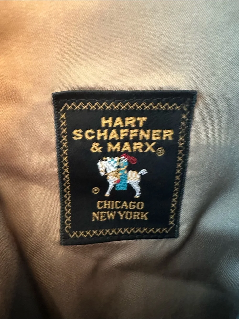 Hart Schaffner Marx Olive-Brown Double-Breasted Trench Coat with Belt